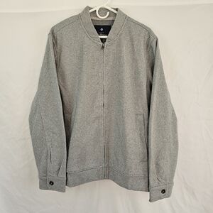 Ben Sherman Men's Herringbone Bomber Jacket Light Gray Chevron Pattern NWT Large